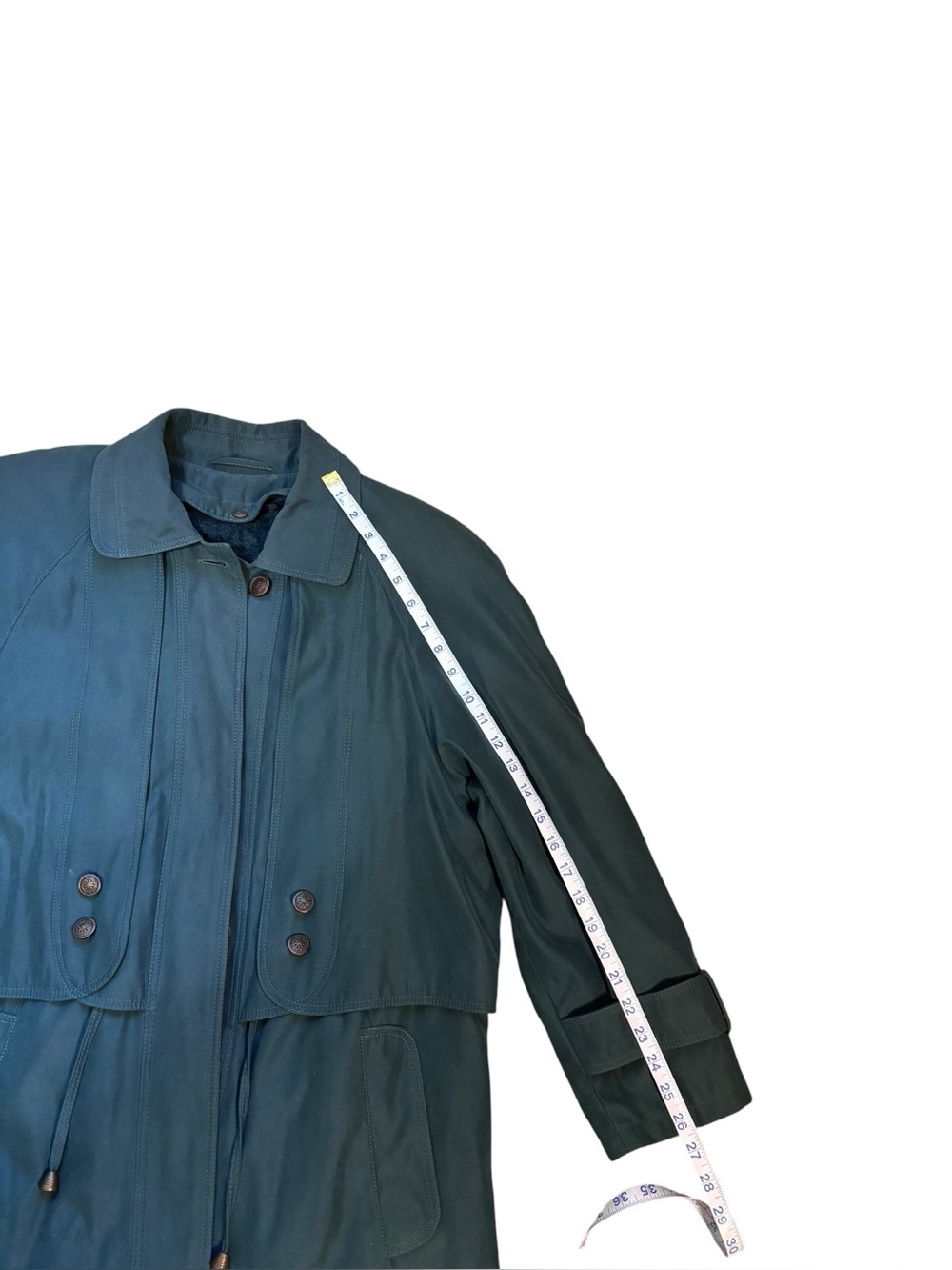 Amazing vintage American Bazaar Green lined long trenchcoat size 8 - Picture 9 of 14